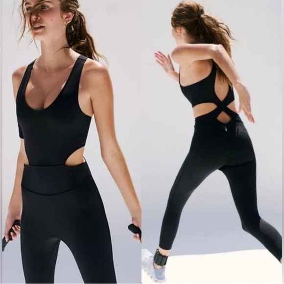 FREE PEOPLE Back It Up Onesie in Black Size Medium NWT - Picture 2 of 14